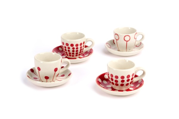 TAZZINA CAFFÈ C/PIATTINO PALLINI ROSSO