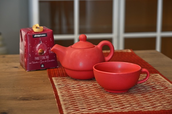 KIT TAZZA & TEIERA SINGLE ROSSO CERAMICA