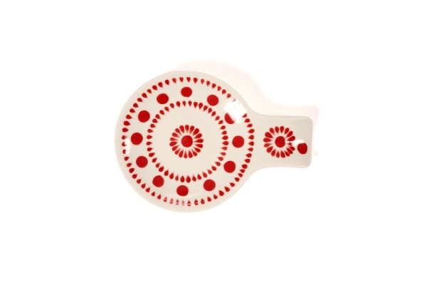 POSA CUCCHIAIO DECORI ROSSI IN CERAMICA