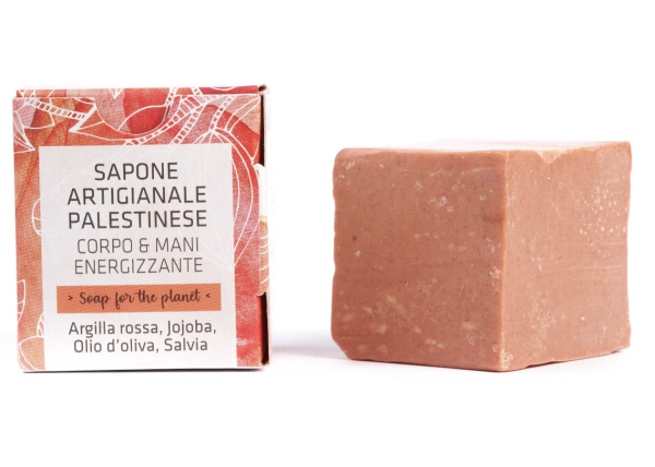 Sapone artigianale palestinese corpo e mani - Energizzante - argilla rossa, jojoba olio d'oliva e Salvia