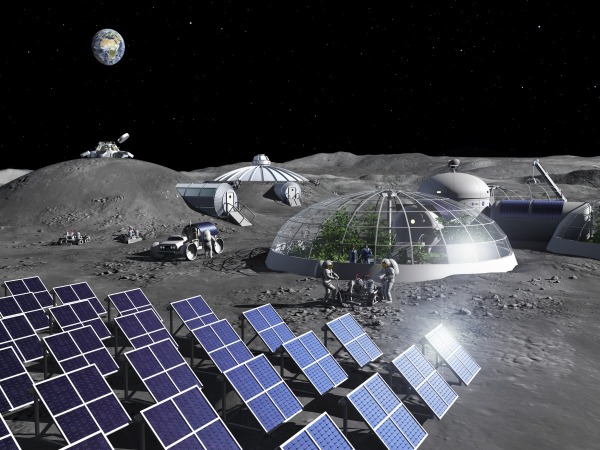 Artist impression of activities in a Moon Base. ESA - P. Carril_ESA Standard Licence