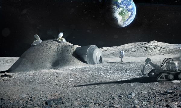 Lunar base made with 3D printing. Photo Credit ESA Foster + Partners