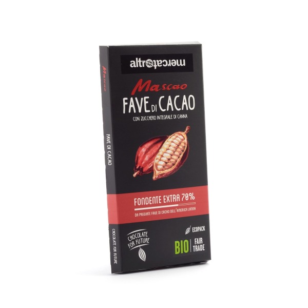 Cioccolato Mascao Fondente extra con fave di cacao 
