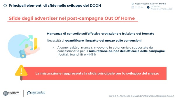 Principali elementi di sfide nello sviluppo del DOOH