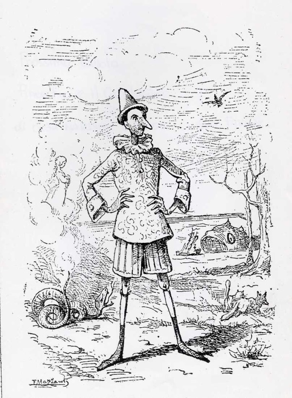 Foto_Enrico Mazzanti Prima illustrazione assoluta di Pinocchio  Carlo Collodi, Le Avventure di Pinocchio. Felice Paggi, Firenze, 1883.