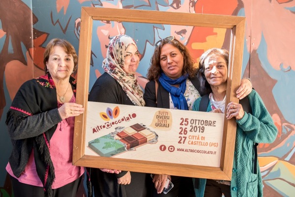 Da sinistra: Sawsan Saleh, Hana Sale, Asma Kilani e Gadheer
Ghazawna di AOWA ad altrocioccolato 2019