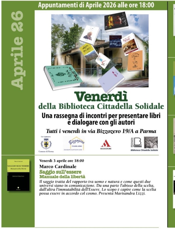 Locandina dell'evento del 3 aprile  alla Biblioteca Solidale Bizzozero