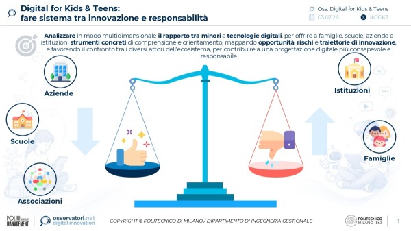 Digital for Kids & Teens: fare sistema tra innovazione e responsabilità | Osservatorio Digital for Kids & Teens del Politecnico di Milano