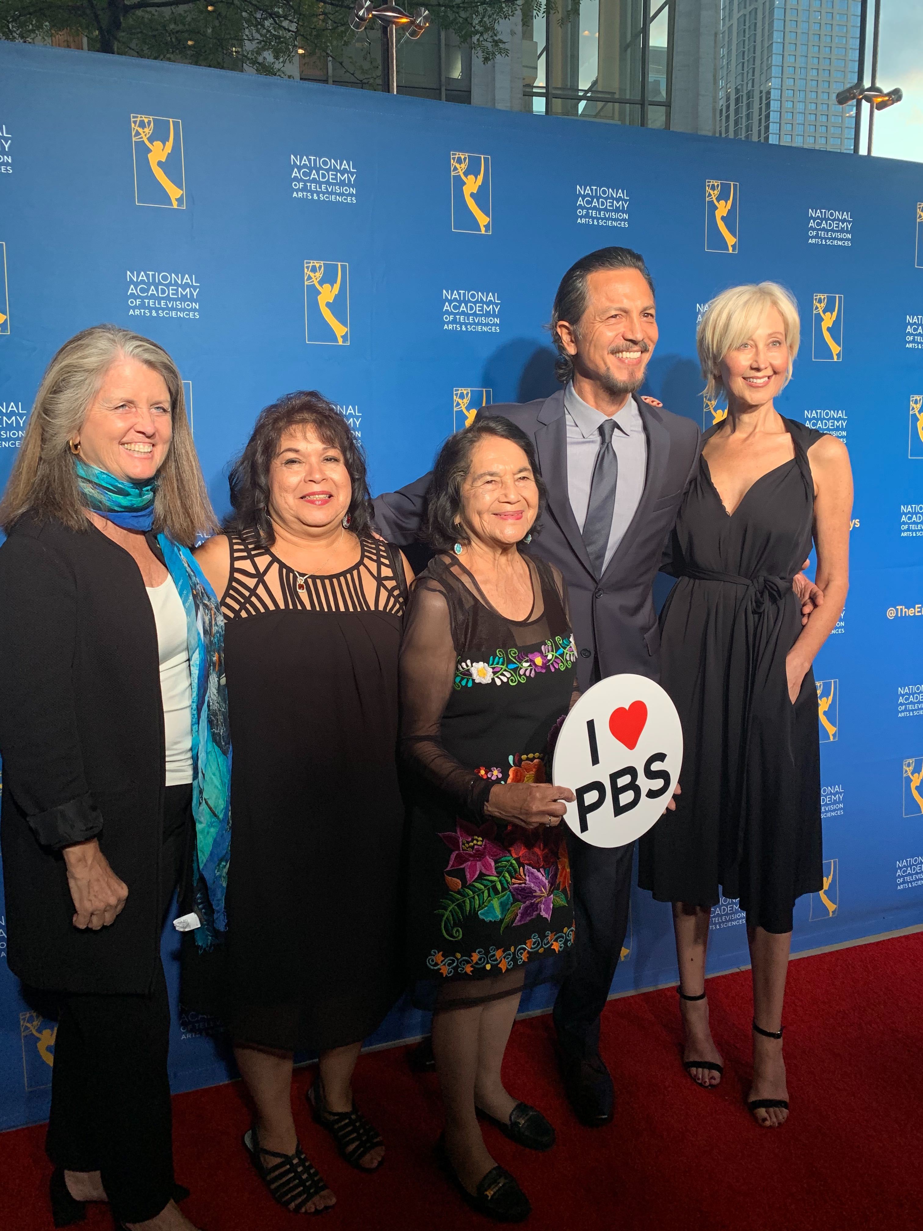 The team from Dolores, including Dolores Huerta herself, and director Peter Bratt