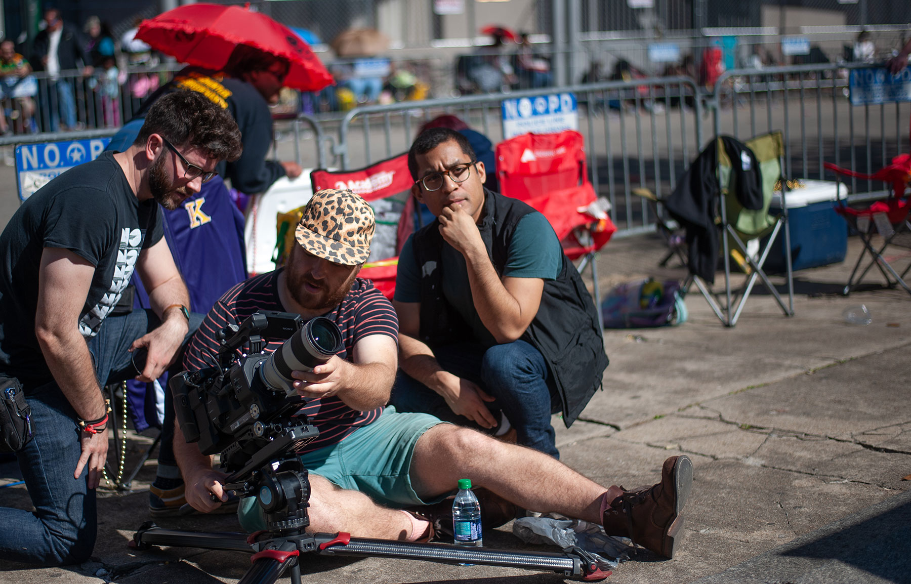 CJ Hunt with crew preparing to shoot Neutral Ground