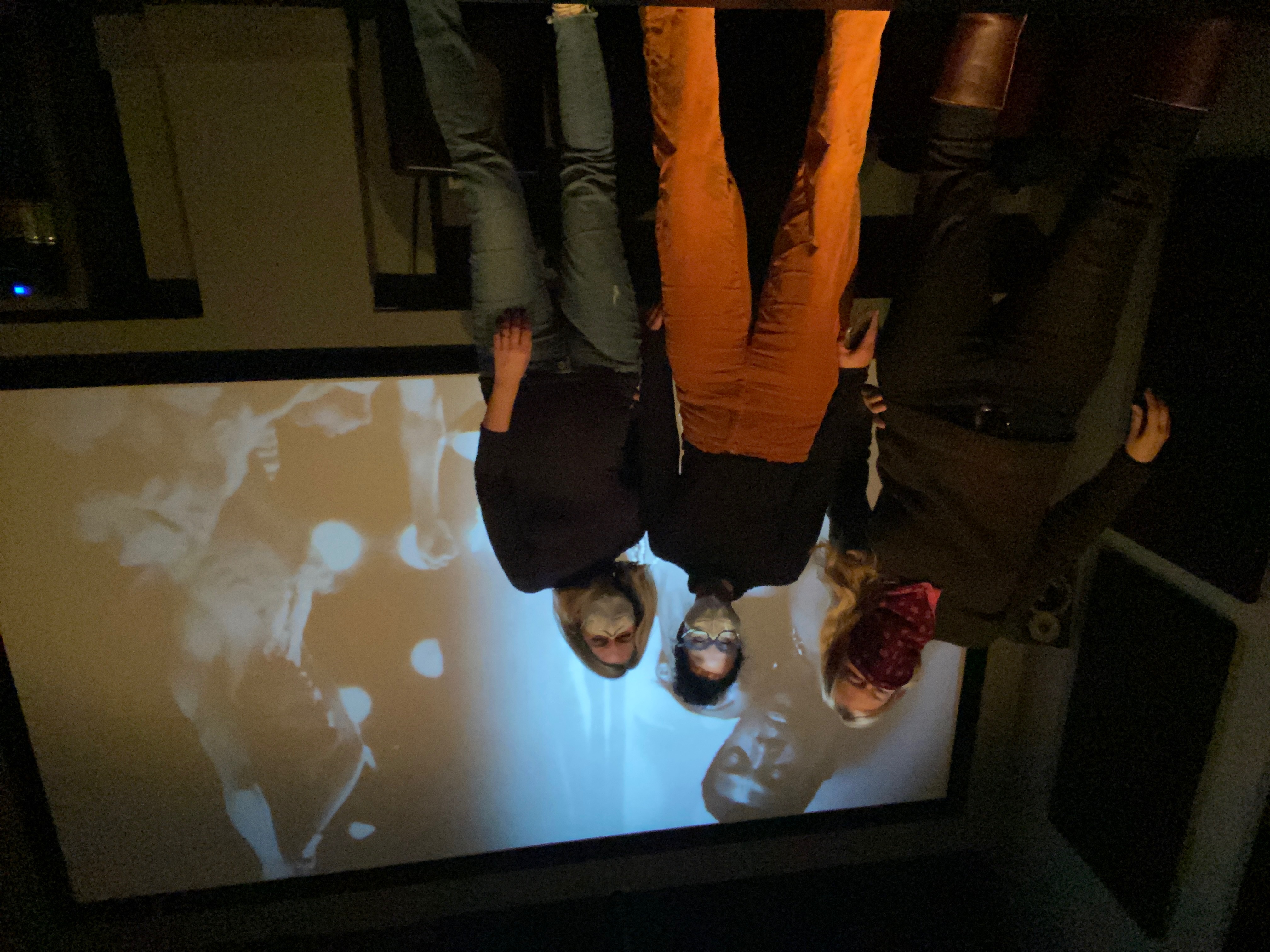 Ailey filmmakers Jamila Wignot (center) and Lauren DeFilippo (right), along with editor Annukka Lilja (left) at the final color and online edit viewing of Ailey