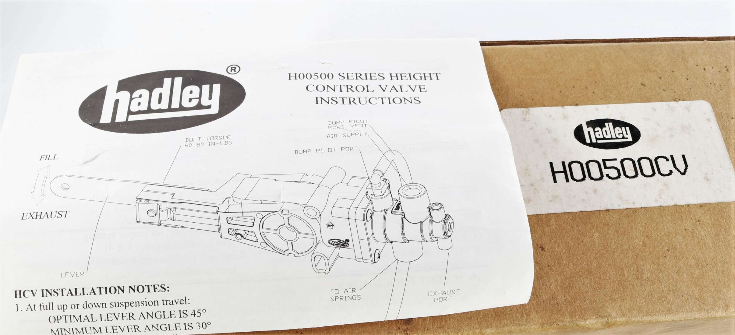H00500CV from HADLEY H00500 SERIES HEIGHT CONTROL LEVELING VALVE