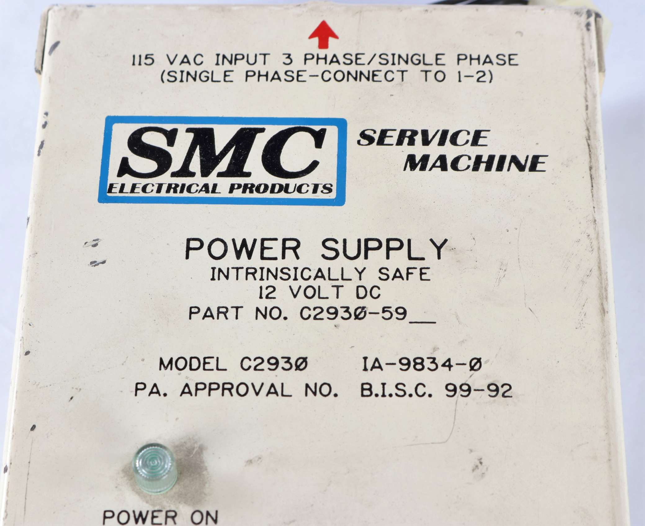 C293059 from BECKER MINING SMC ELECTRICAL PRODUCTS POWER SUPPLY 12VDC