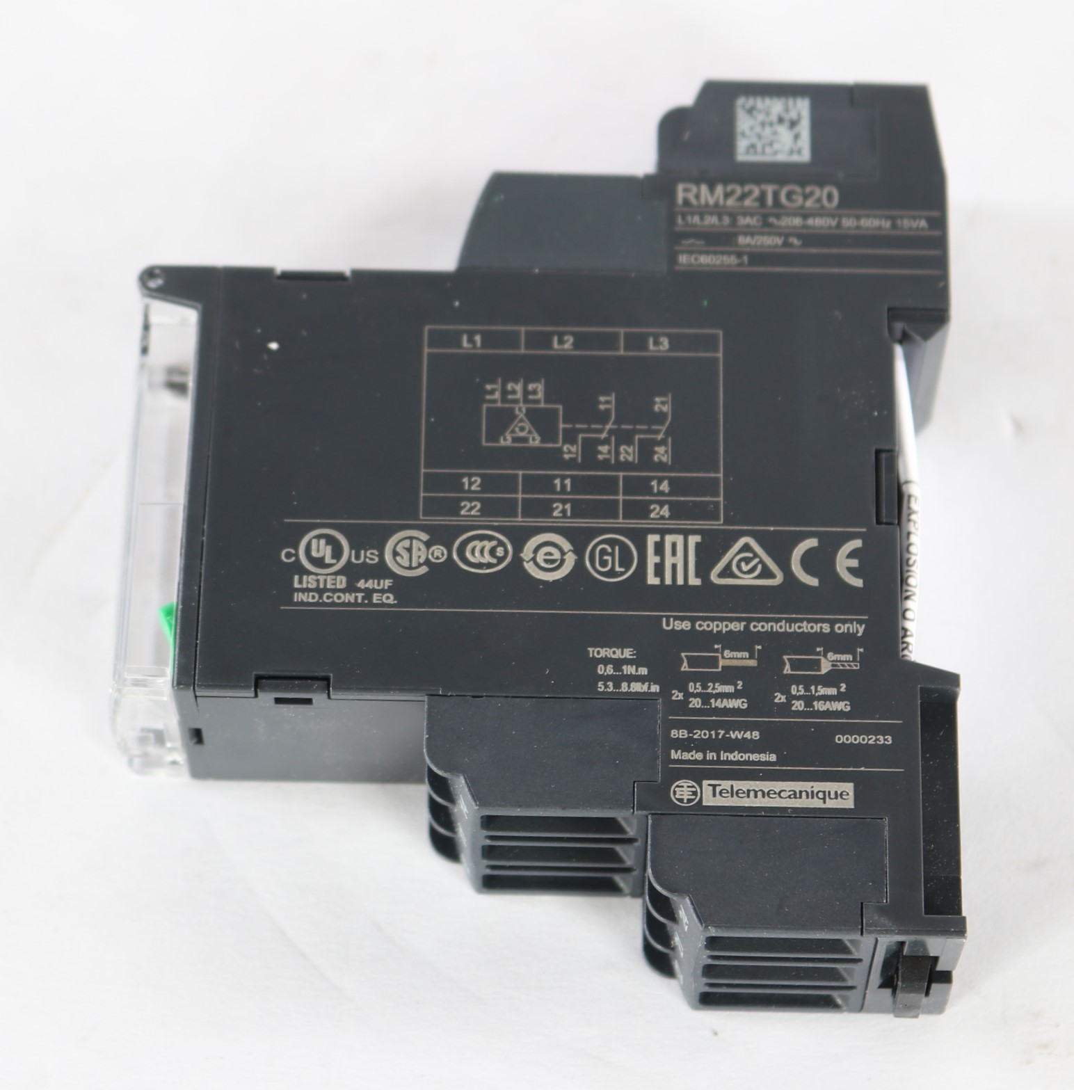 RM22TG20 from SCHNEIDER ELECTRIC - TELEMECANIQUE - RELAY - 3-PHASE W ...
