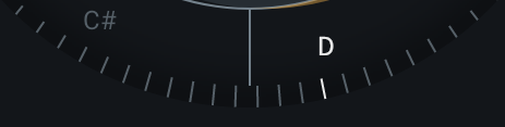 Pitch Tuner Display: Detected Input Pitch Ruler Close Up