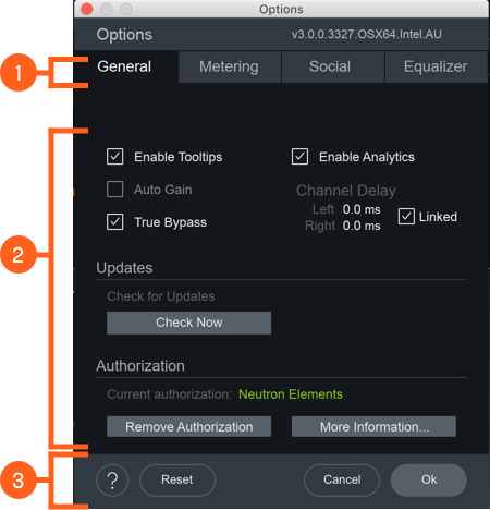 Labeled Options Window