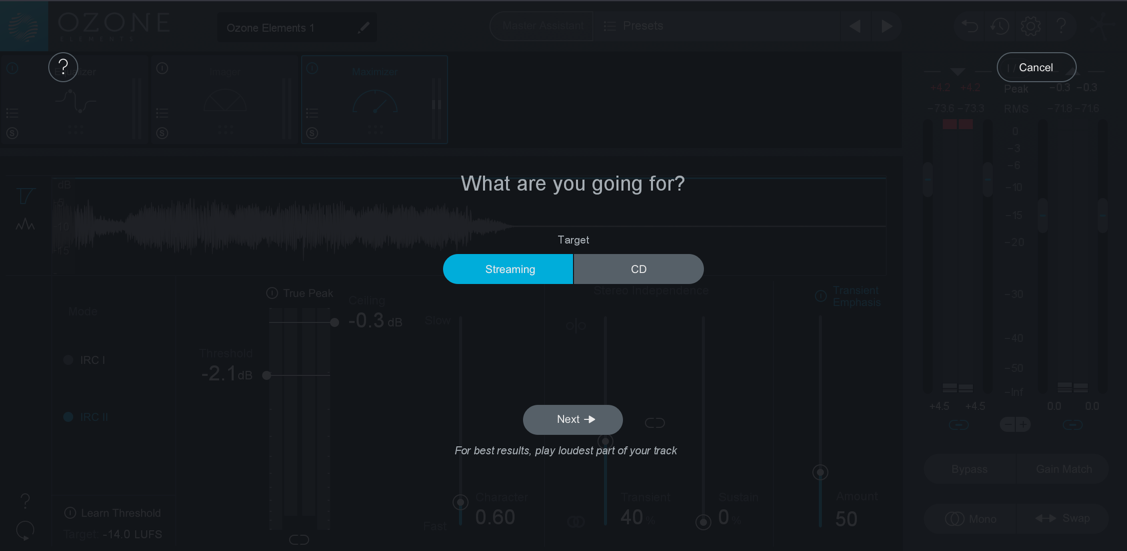 Master Assistant Target Screen