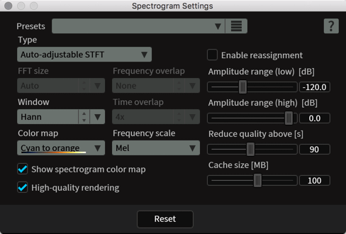 Spectrogram Settings