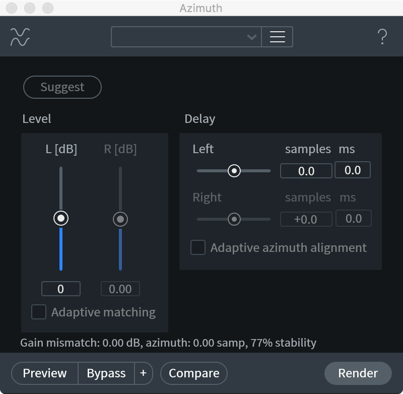 Azimuth module interface when used on mono file