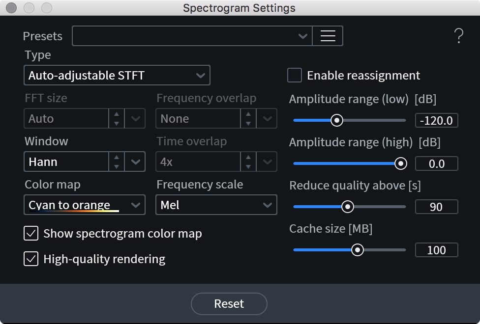 Spectrogram Settings