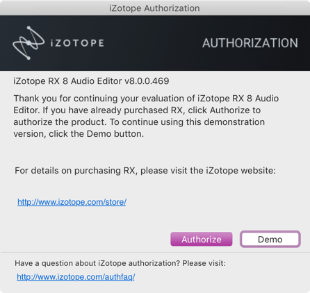 izotope authorization