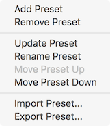 Module Preset Menu