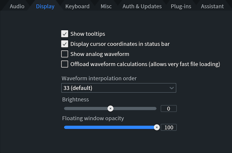 Display Preferences tab