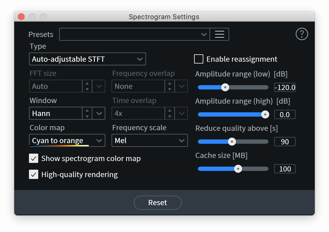 Spectrogram Settings