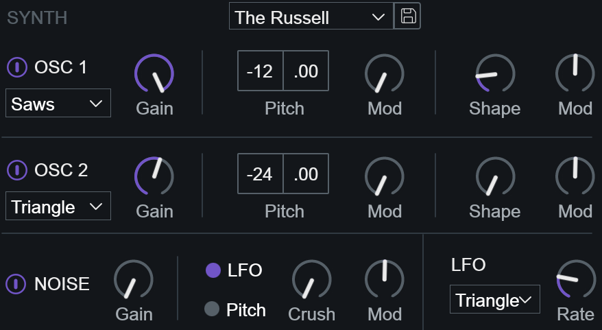 Talkbox Synth params