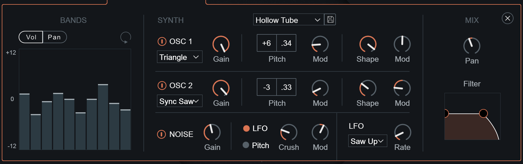Vocoder module Advanced View