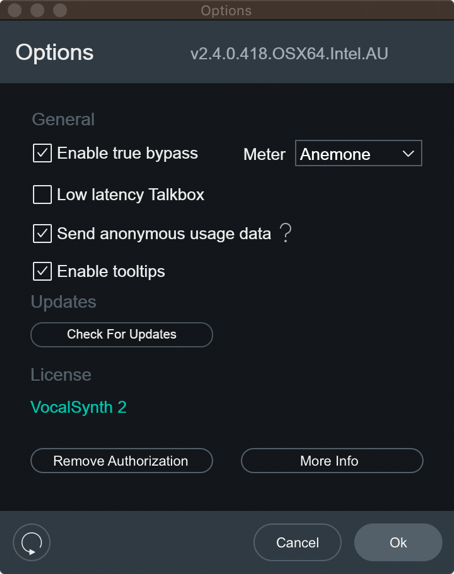 Options dialog