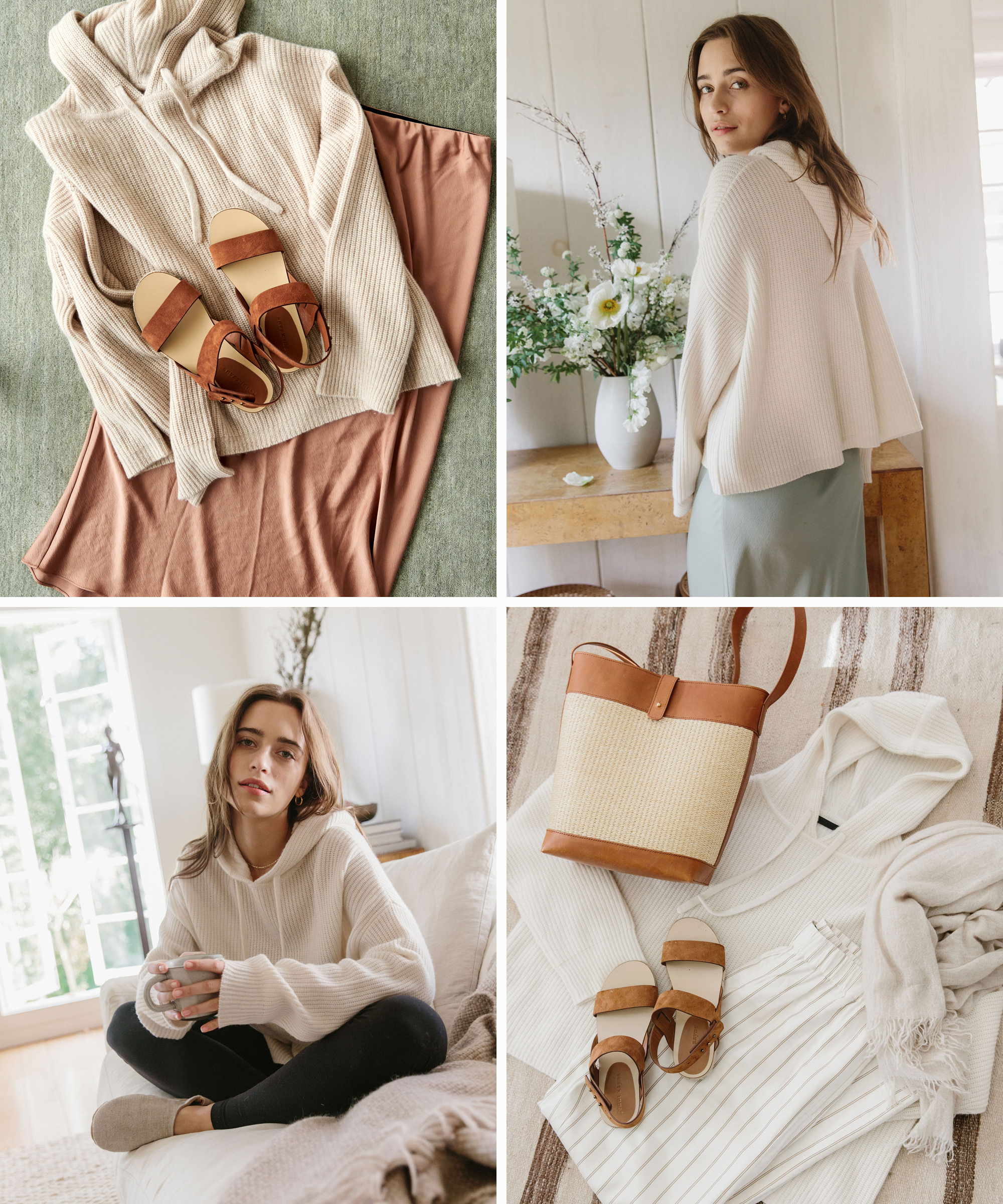 Jenni Kayne Fisherman Cashmere Hoodie Oatmeal