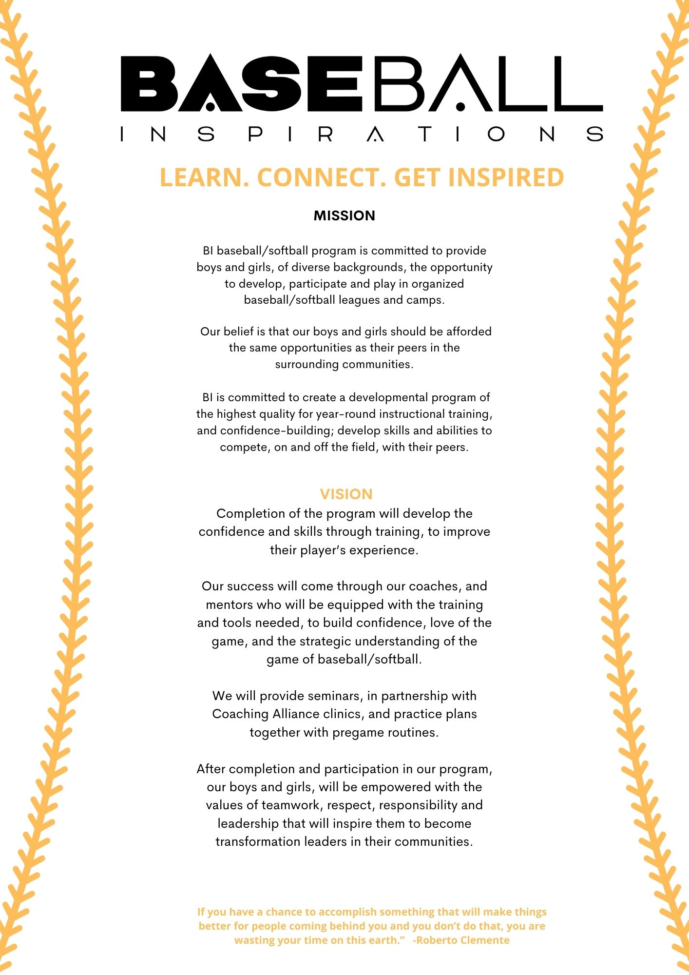 Baseball Inspirations, Inc Mission