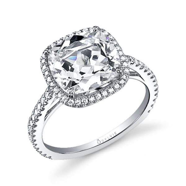 Unique Cushion Cut Halo Diamond Engagement Ring L Sy395 0047