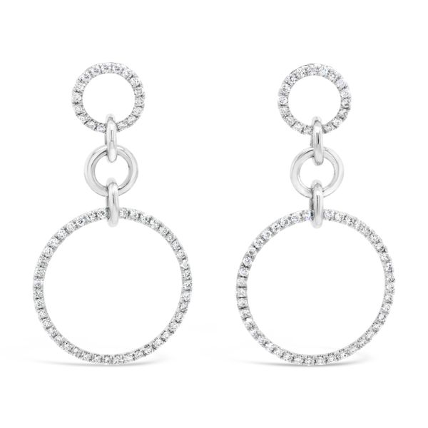 18k White Gold Circle Diamond Earrings Washington Diamond