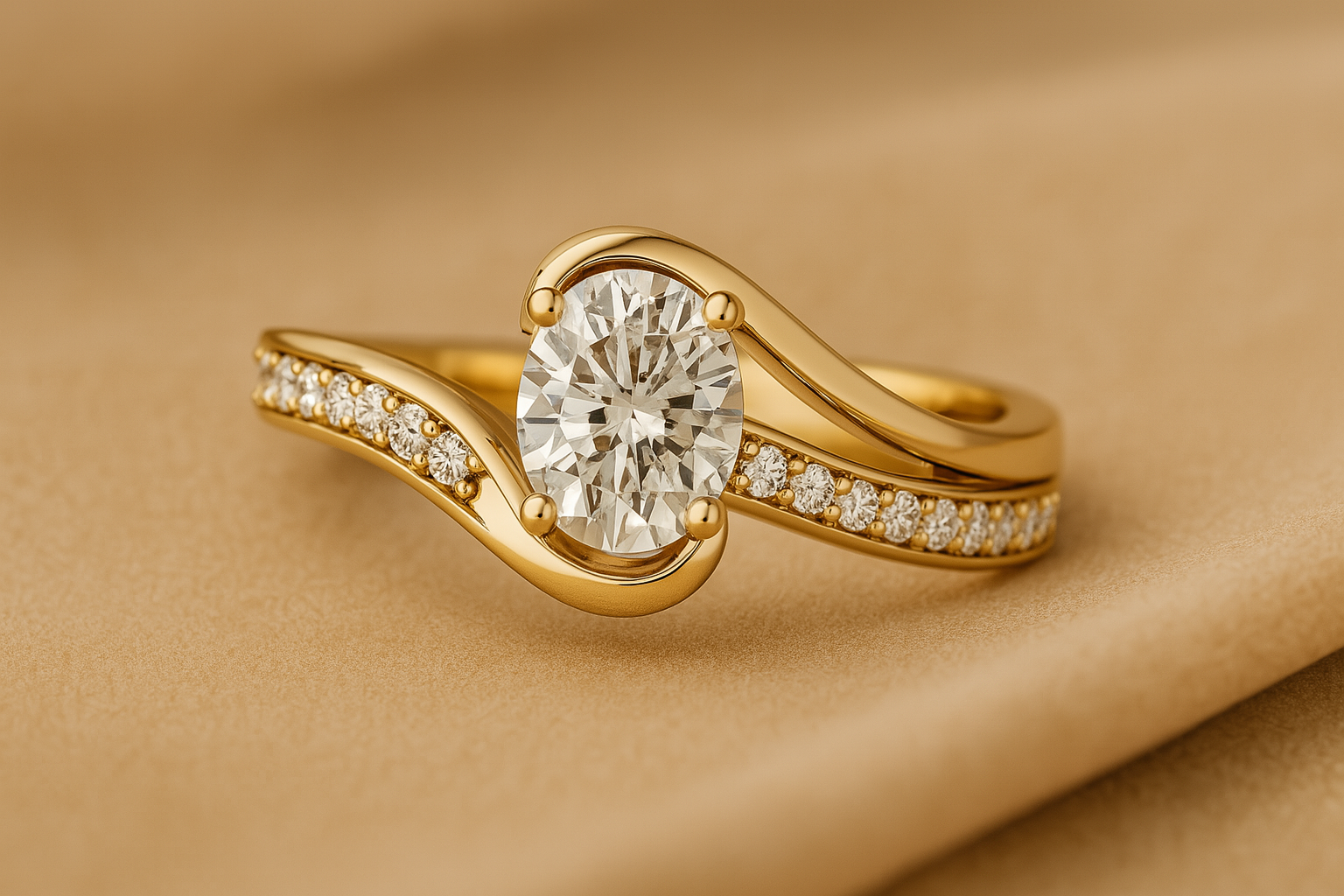 A bypass or free form diamond engagement ring setting