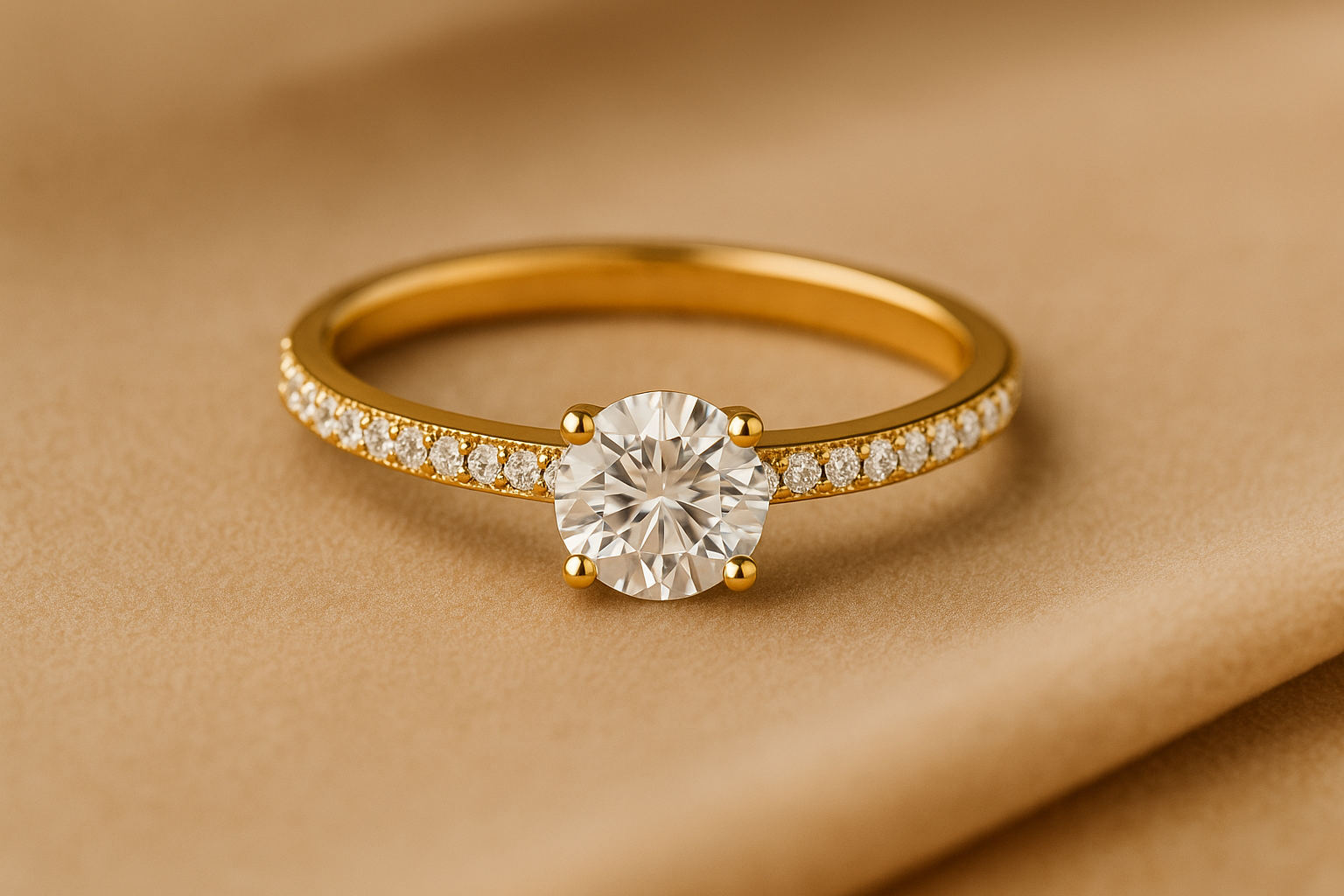 A modern single row diamond engagement ring setting