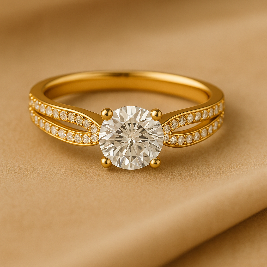 A split shank multi row diamond engagement ring setting