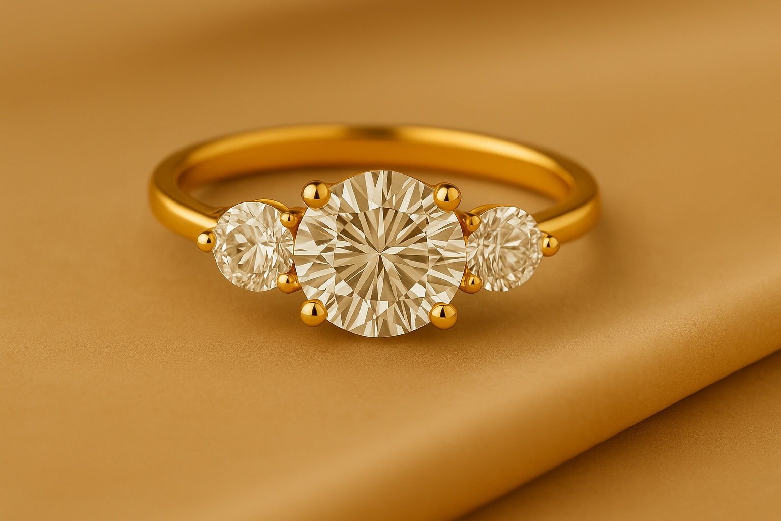 Three stone diamond engagement ring setting with matching or colorful gemstones