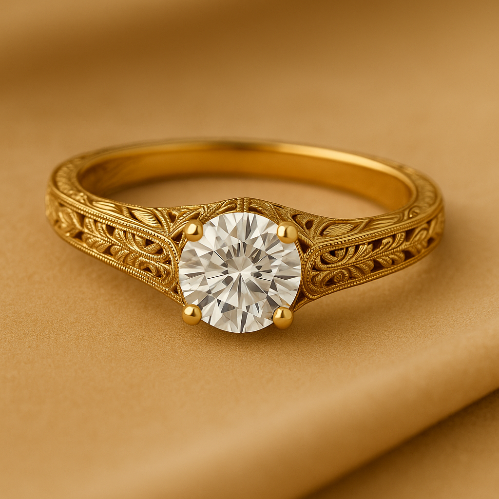 A vintage-inspired engagement ring setting with filigree details