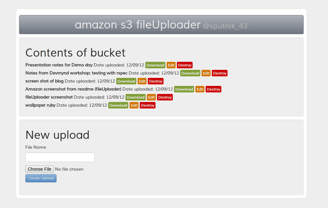 amazon s3 fileUploader