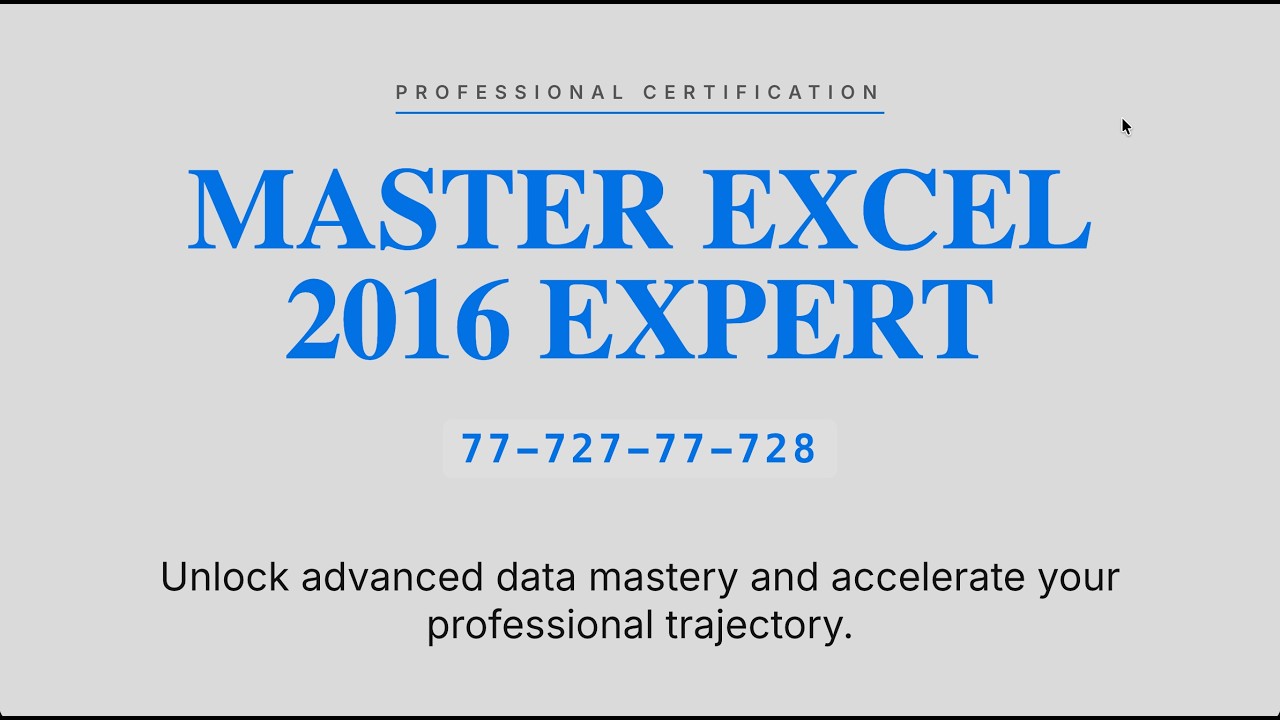 77-727-77-728 : Microsoft Office Excel 2016 Expert (77-727-77-728)