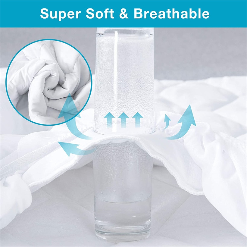 Waterproof Thicken Mattress Topper Pad Anti-bacterial Mattress Protector Cover with Elastic Band Quilted Fitted Sheet Bed Cover
