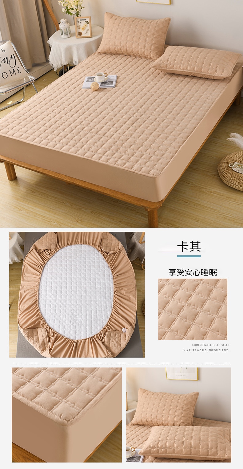 Waterproof Thicken Mattress Topper Pad Anti-bacterial Mattress Protector Cover with Elastic Band Quilted Fitted Sheet Bed Cover