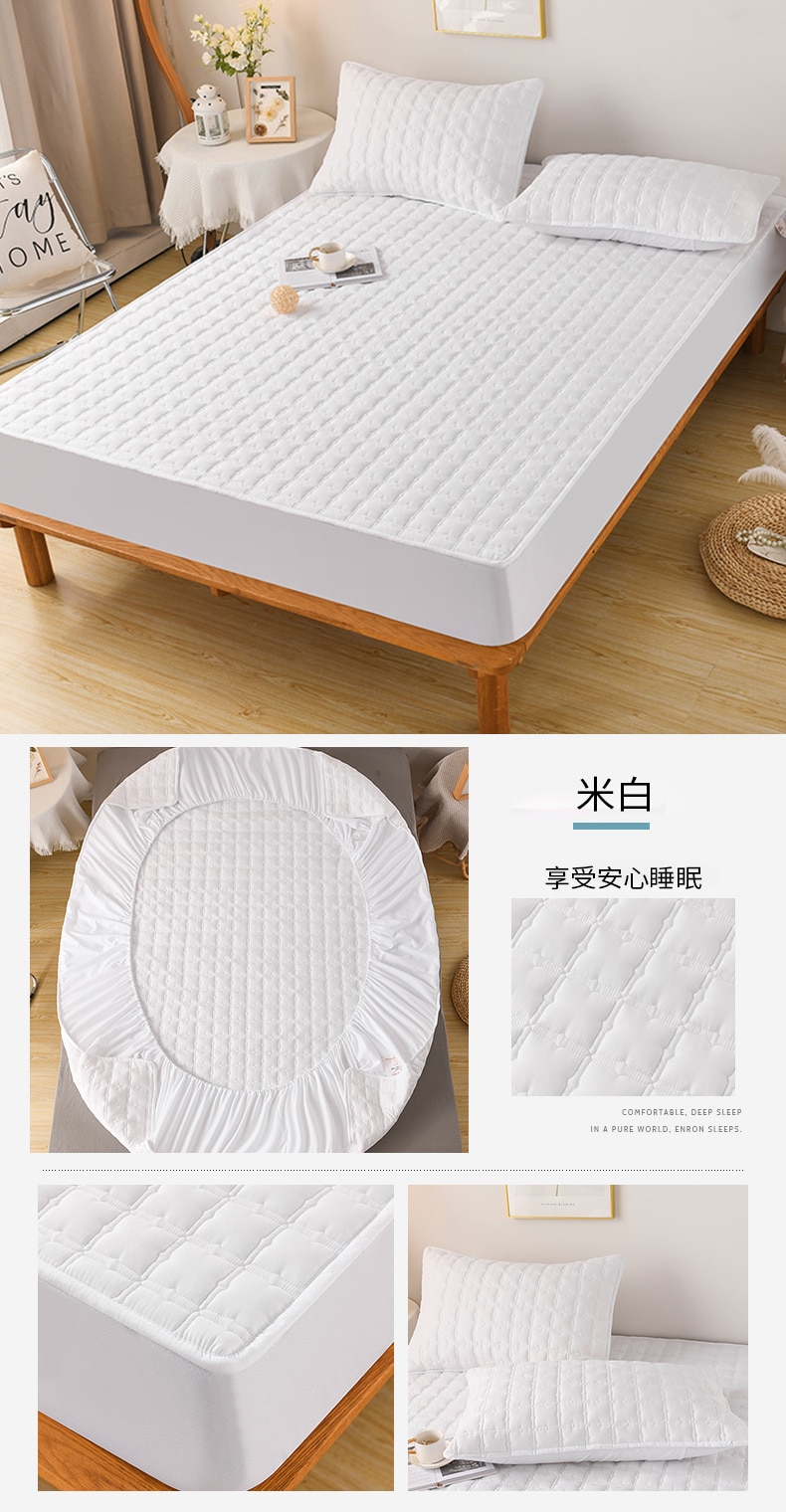 Waterproof Thicken Mattress Topper Pad Anti-bacterial Mattress Protector Cover with Elastic Band Quilted Fitted Sheet Bed Cover