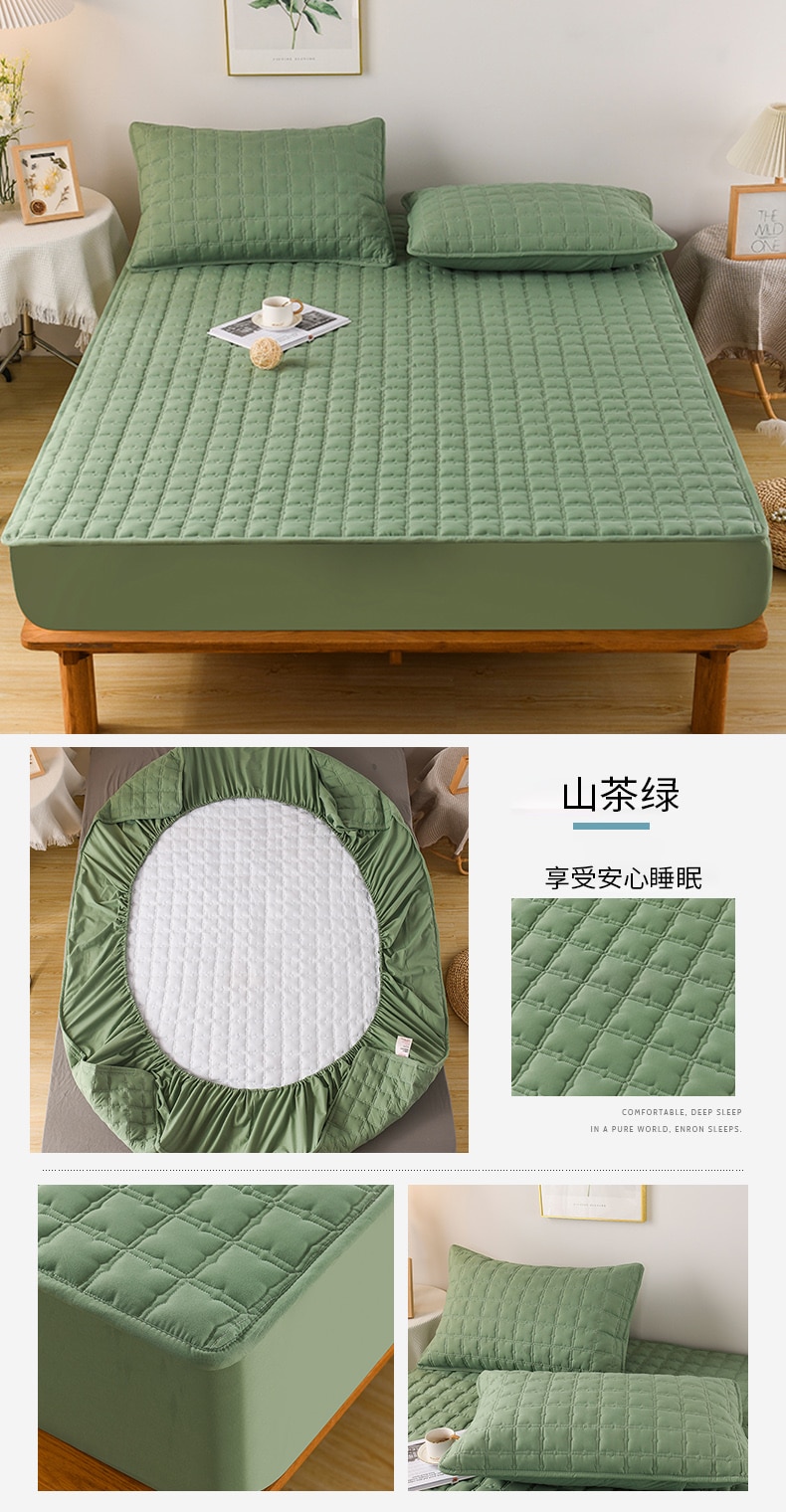Waterproof Thicken Mattress Topper Pad Anti-bacterial Mattress Protector Cover with Elastic Band Quilted Fitted Sheet Bed Cover