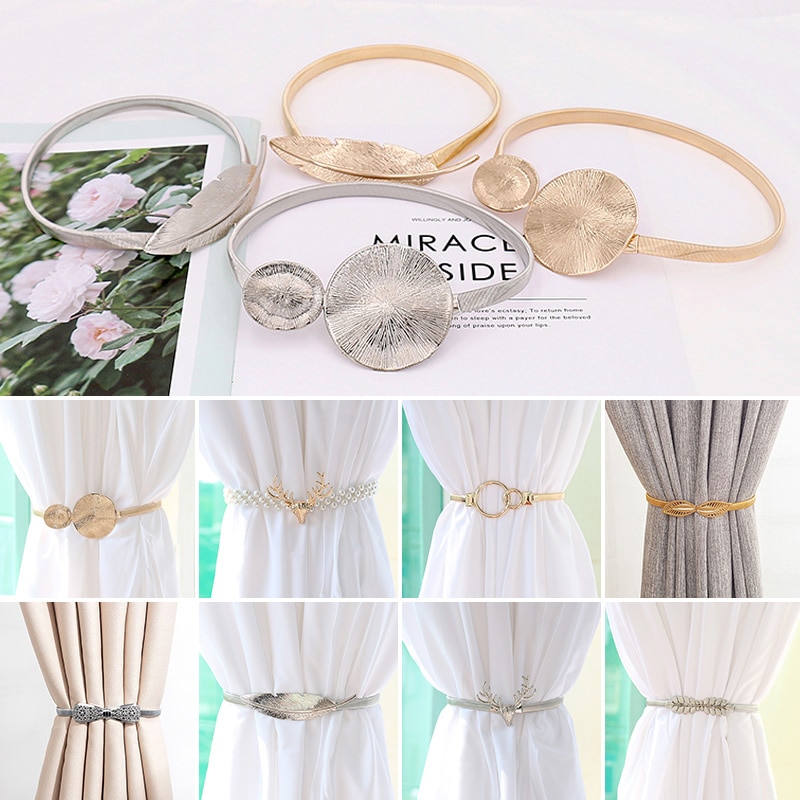 New Elastic Metal Curtain Strap Tie Aluminum Alloy Creative Curtain Buckles Home Decor Luxury Curtain Tieback Clip Accessories