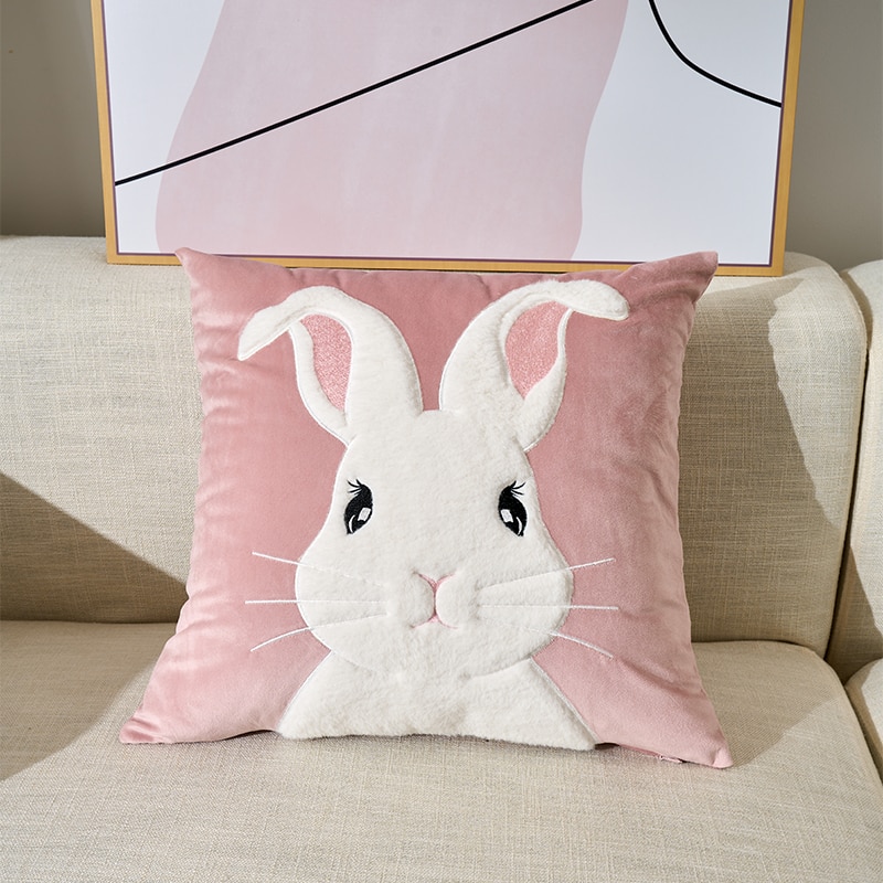 Rabbit Decorative Pillowcase Cute Soft Pillows For Sofa Bed Living Room Home Decoration Housse De Coussin Luxury Cushion Cover