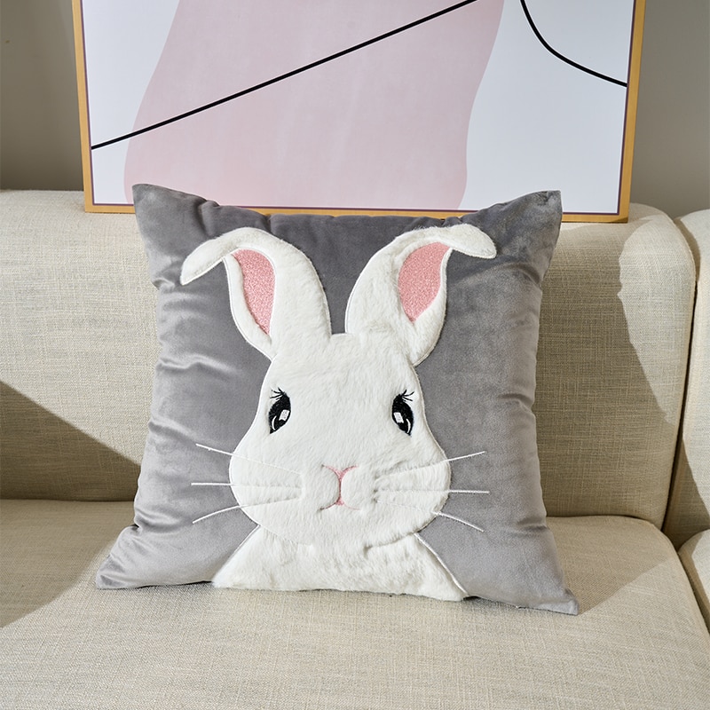 Rabbit Decorative Pillowcase Cute Soft Pillows For Sofa Bed Living Room Home Decoration Housse De Coussin Luxury Cushion Cover