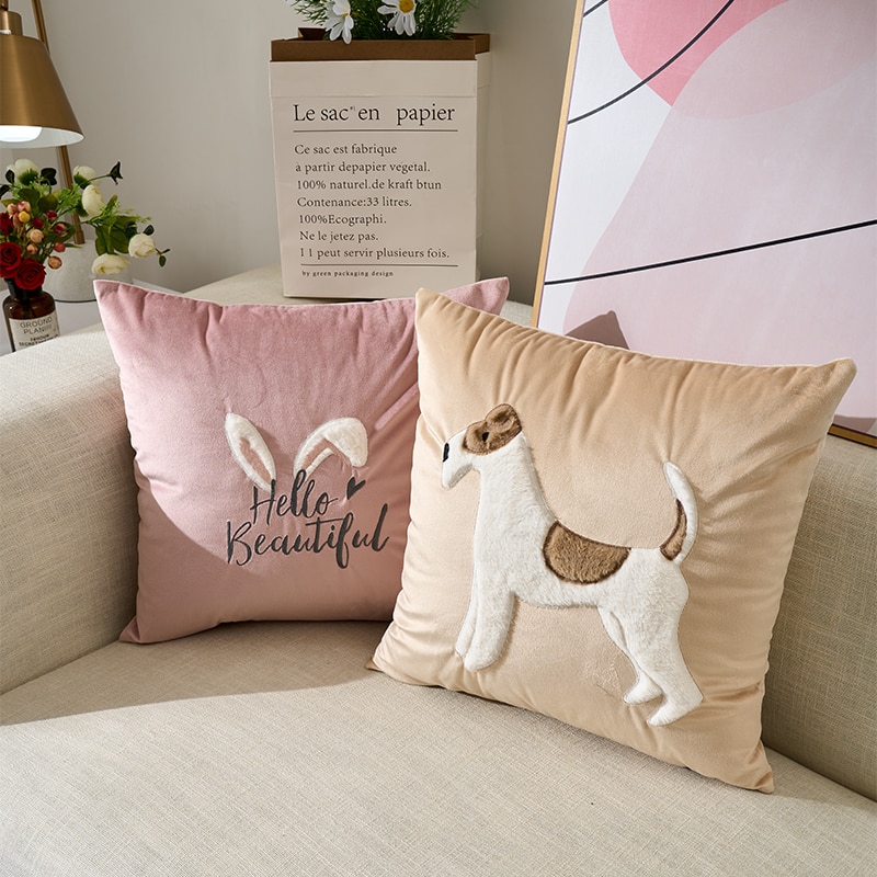 Rabbit Decorative Pillowcase Cute Soft Pillows For Sofa Bed Living Room Home Decoration Housse De Coussin Luxury Cushion Cover
